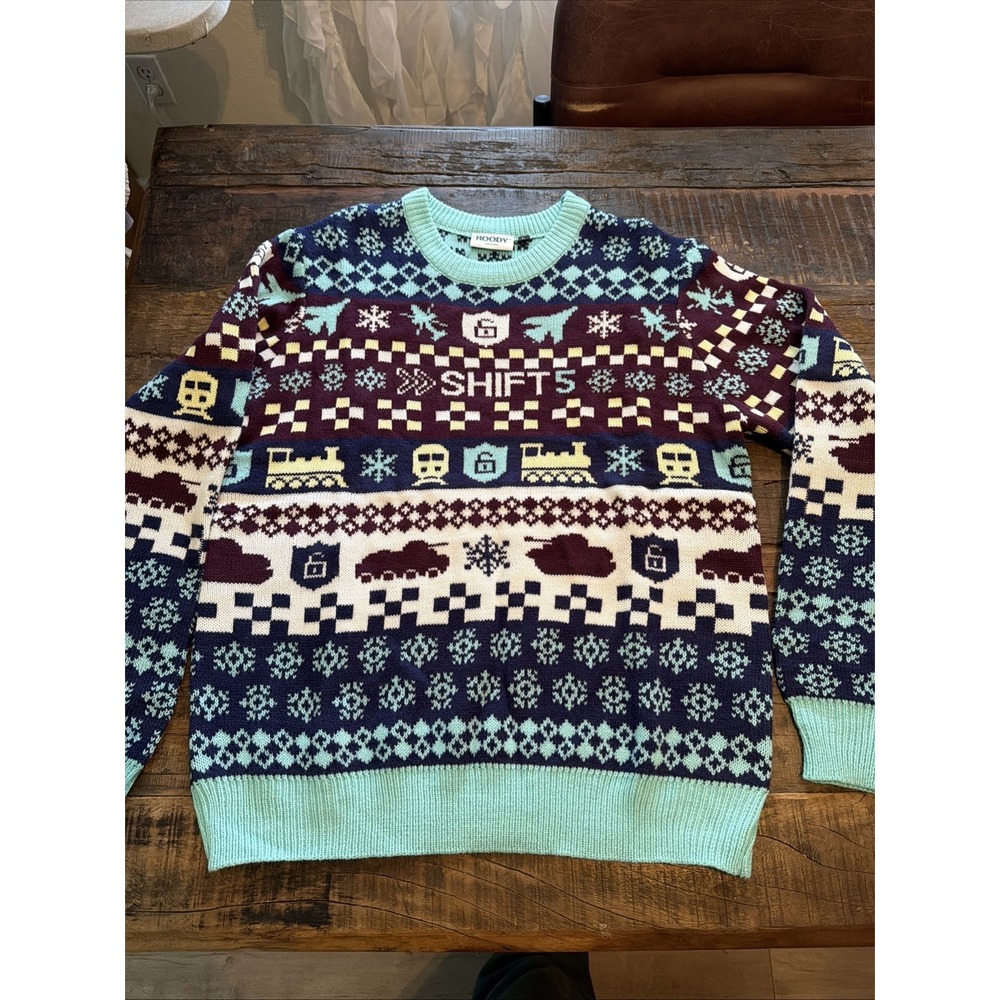 Roody Men's Large Sweater All Over Print Cosby Grandpa Sweater!